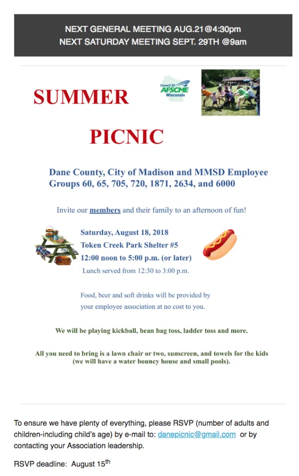 August newsletter | AFSCME Wisconsin Local 60